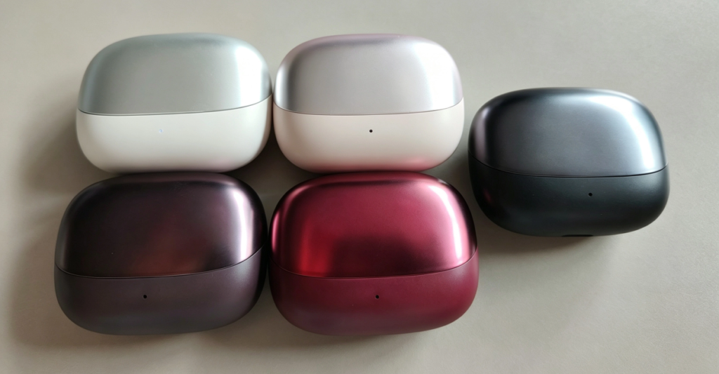 5 color custom TWS earbuds ODM project with dual electroplating CMF 